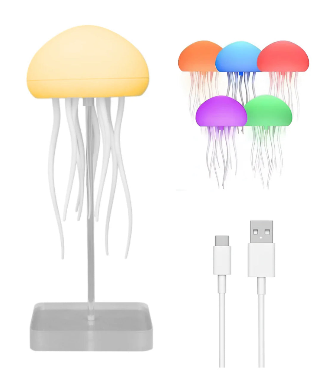 Lampada da comodino a LED con luce notturna a forma di medusa, con controllo vocale, graduata, girevole, con medusa, lampade da tavolo RGB, decorazione per la stanza