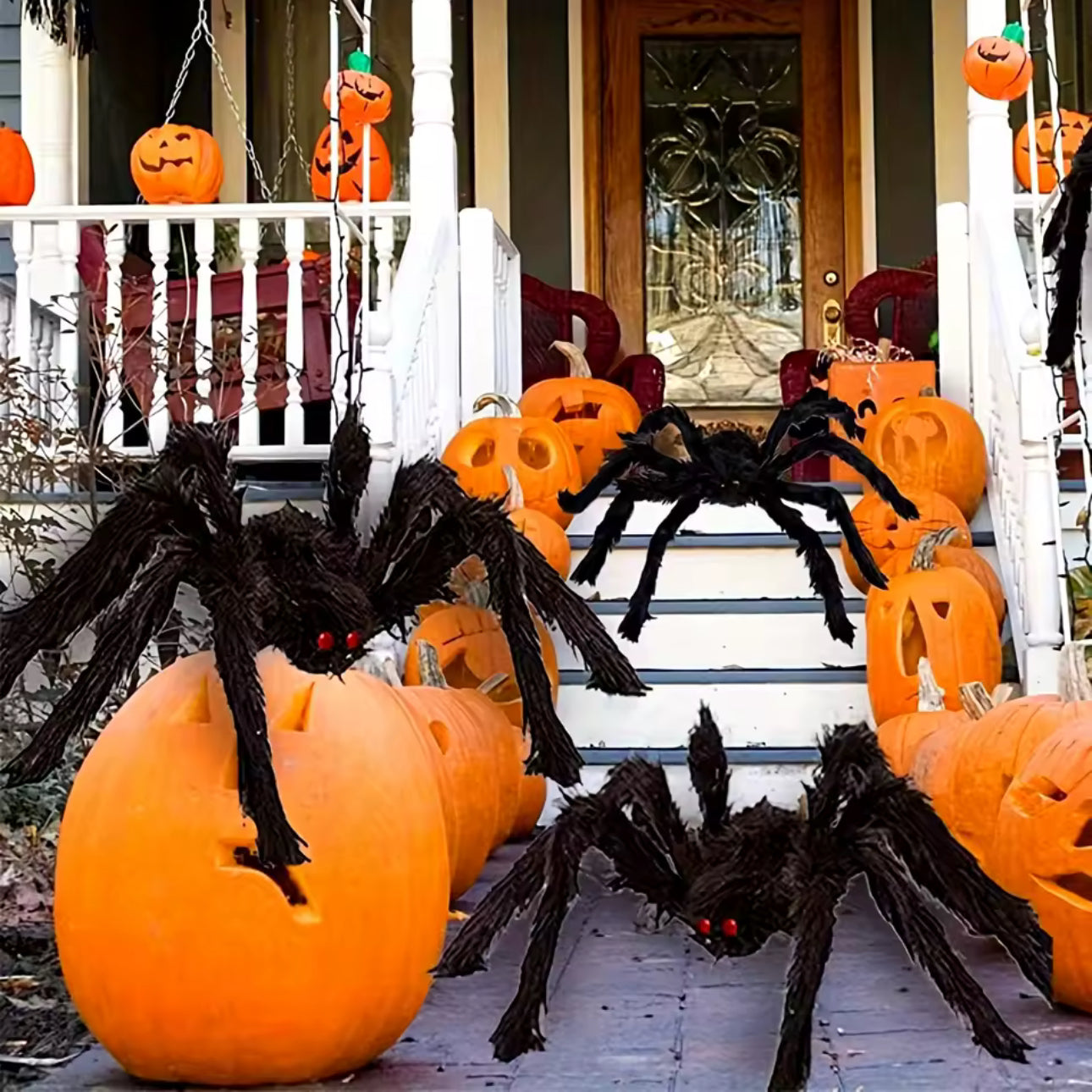 Ragno gigante di Halloween per interni ed esterni, decorazioni per portico per casa o casa infestata, feste, decorazioni di Halloween