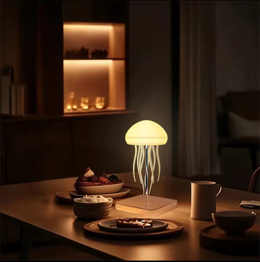 Lampada da comodino a LED con luce notturna a forma di medusa, con controllo vocale, graduata, girevole, con medusa, lampade da tavolo RGB, decorazione per la stanza