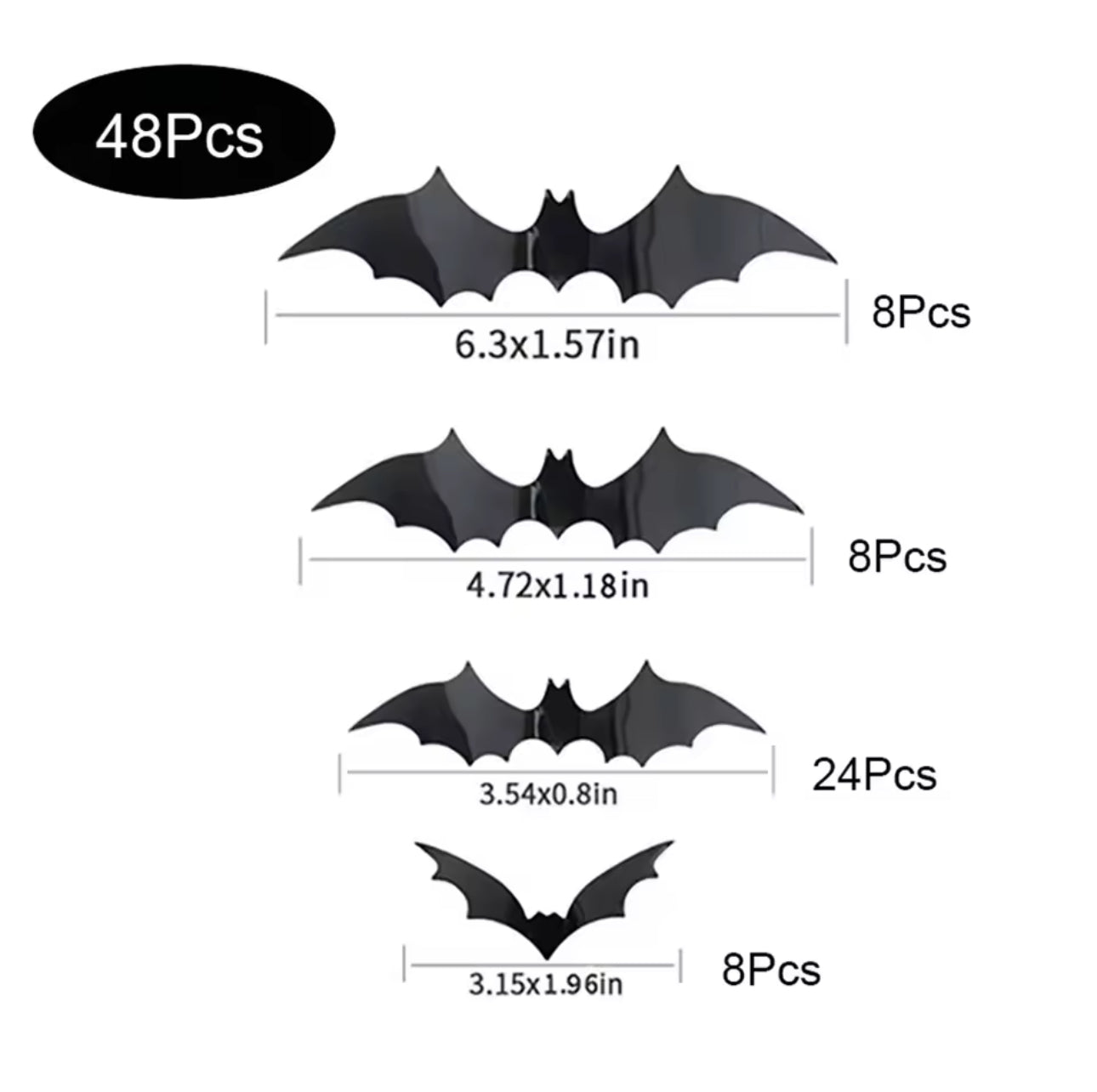 Decorazioni di Halloween con pipistrelli, pipistrello in PVC 3D sul muro, adesivi murali con pipistrelli neri, oggetti di scena spaventosi per Halloween