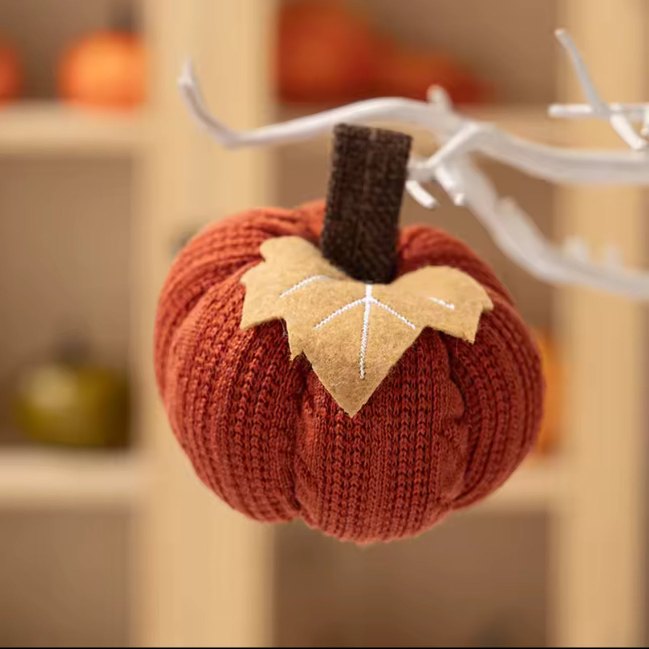 Mini zucche lavorate a maglia, finte zucche autunnali, piccole zucche lavorate a maglia, zucche rustiche per il Ringraziamento, decorazioni autunnali di Halloween