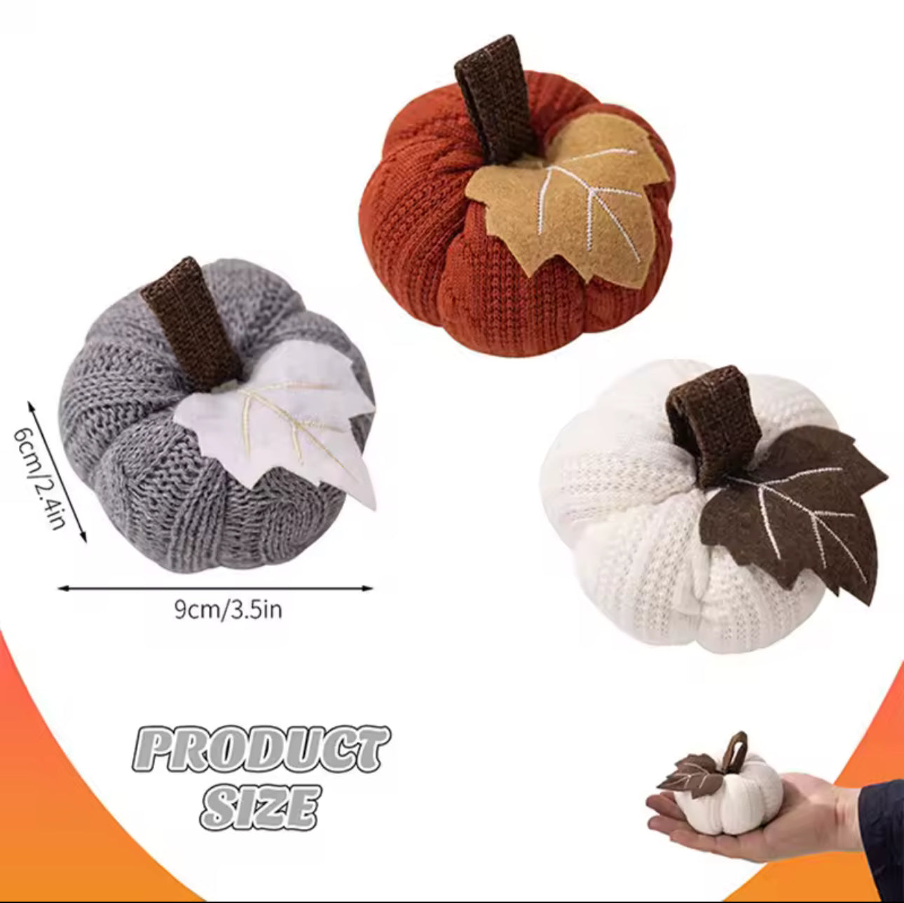 Mini zucche lavorate a maglia, finte zucche autunnali, piccole zucche lavorate a maglia, zucche rustiche per il Ringraziamento, decorazioni autunnali di Halloween