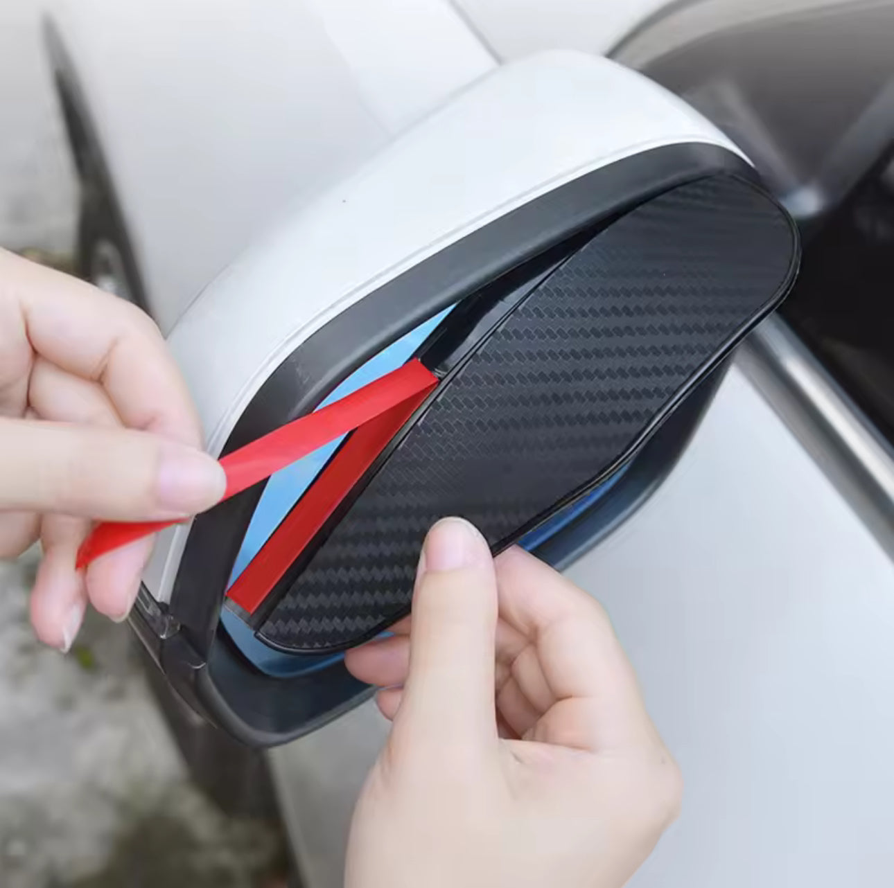 2 pezzi in fibra di carbonio per specchietto retrovisore auto protezione antipioggia per sopracciglia flessibile per specchietto retrovisore auto protezione antipioggia per sopracciglia copertura antipioggia
