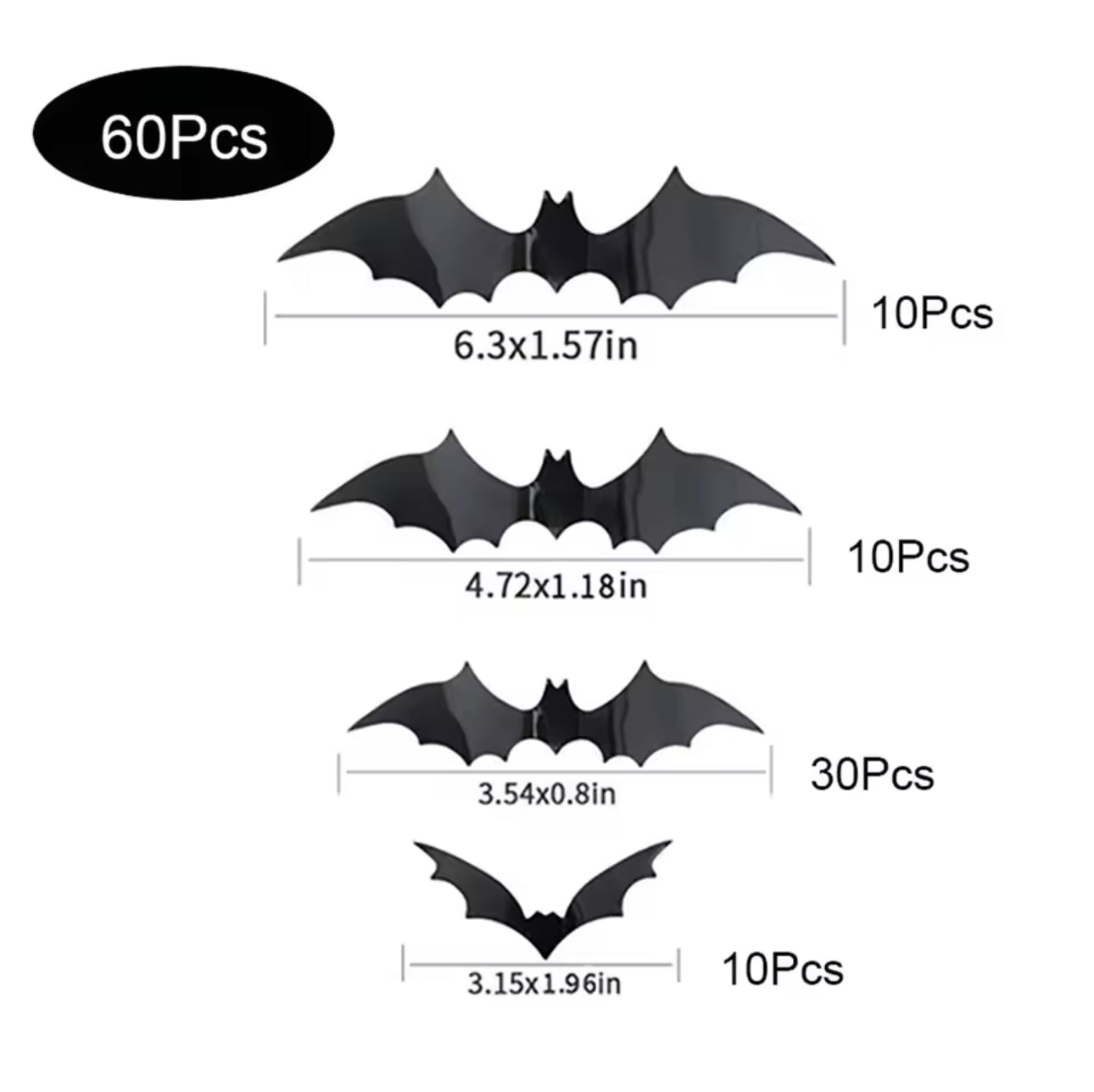 Decorazioni di Halloween con pipistrelli, pipistrello in PVC 3D sul muro, adesivi murali con pipistrelli neri, oggetti di scena spaventosi per Halloween