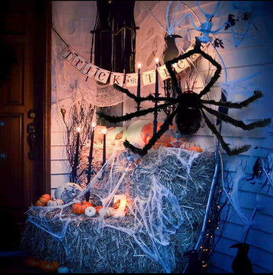 Ragno gigante di Halloween per interni ed esterni, decorazioni per portico per casa o casa infestata, feste, decorazioni di Halloween