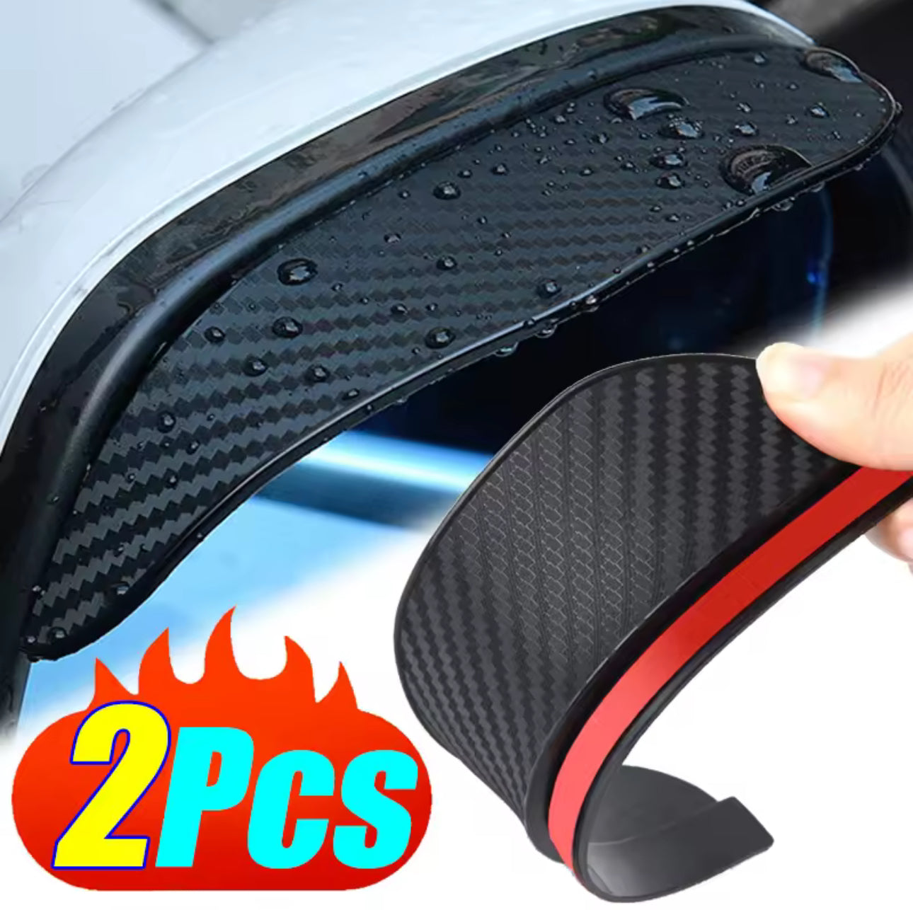 2 pezzi in fibra di carbonio per specchietto retrovisore auto protezione antipioggia per sopracciglia flessibile per specchietto retrovisore auto protezione antipioggia per sopracciglia copertura antipioggia