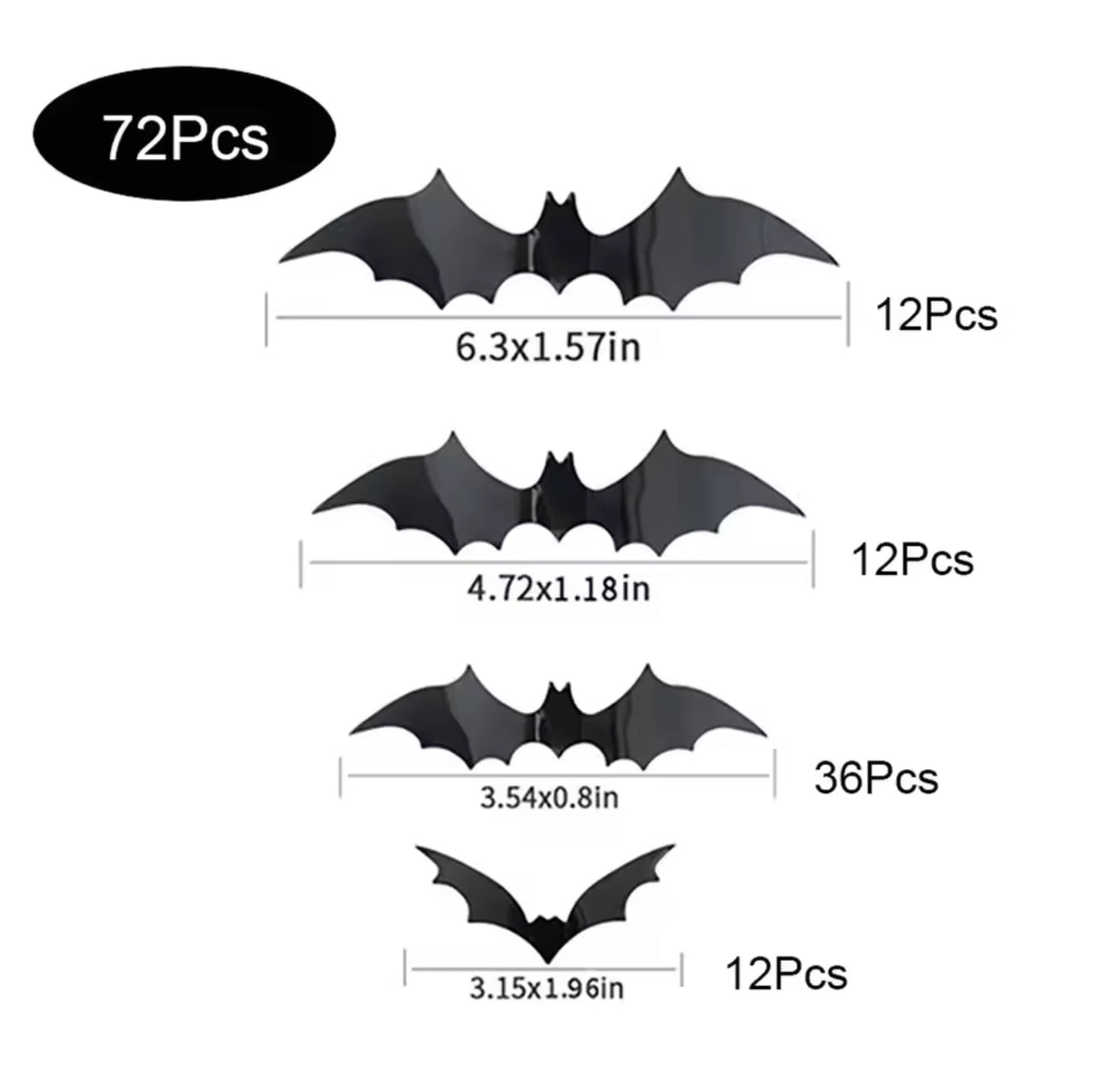 Decorazioni di Halloween con pipistrelli, pipistrello in PVC 3D sul muro, adesivi murali con pipistrelli neri, oggetti di scena spaventosi per Halloween